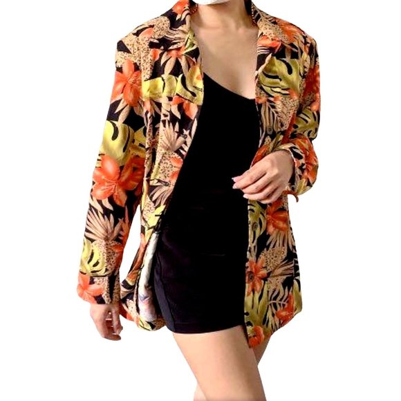 Allison Daley Tropical Floral Button Up Blazer Size 10 - Picture 1 of 14